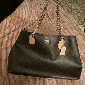 Coach Dark Brown Signature Shoulder Bag